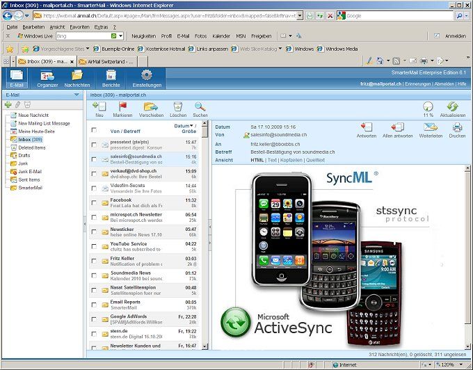 Webmail mit h�chstem Komfort und Synchronisations-M�glichkeiten